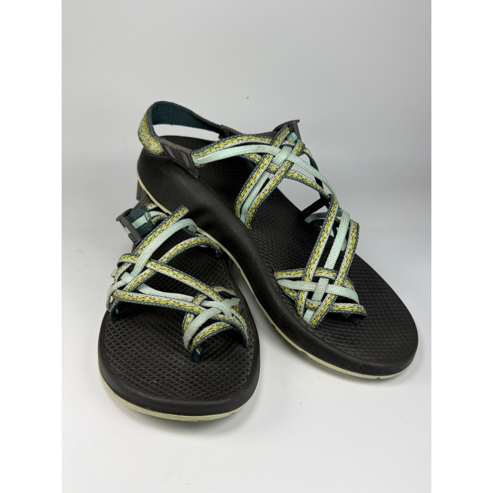 Chaco Womens 10 Sport Sandal ZX/2 Yampa Green Yellow Blue Strappy Hiking Vibram